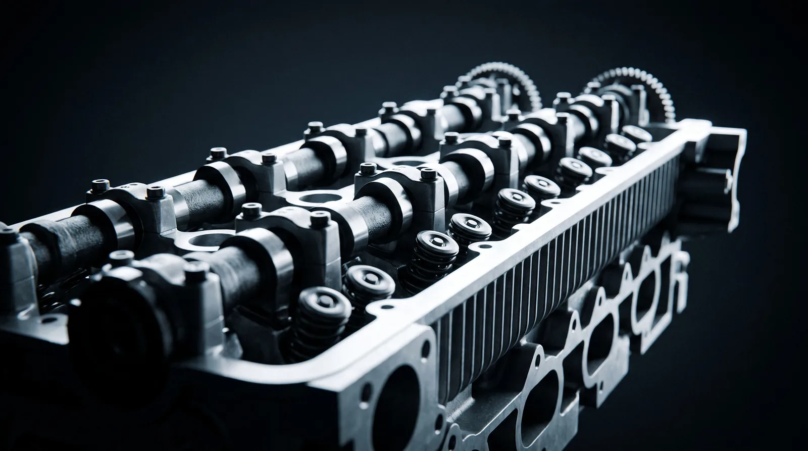 Cylinder head and camshafts from a reconditioned petrol engine
